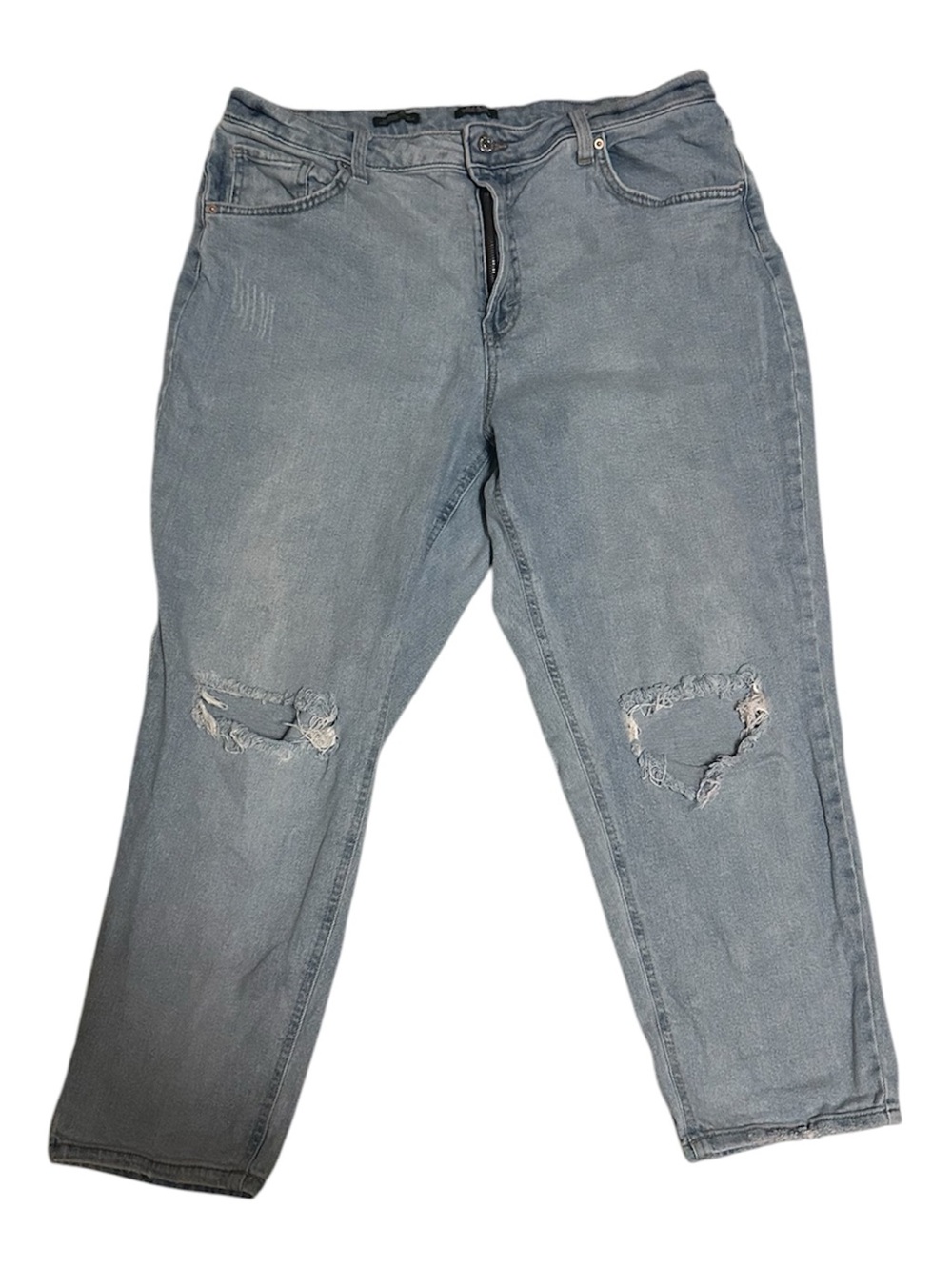 Ava & Viv Light Blue High-Rise Distressed Knee Jeans